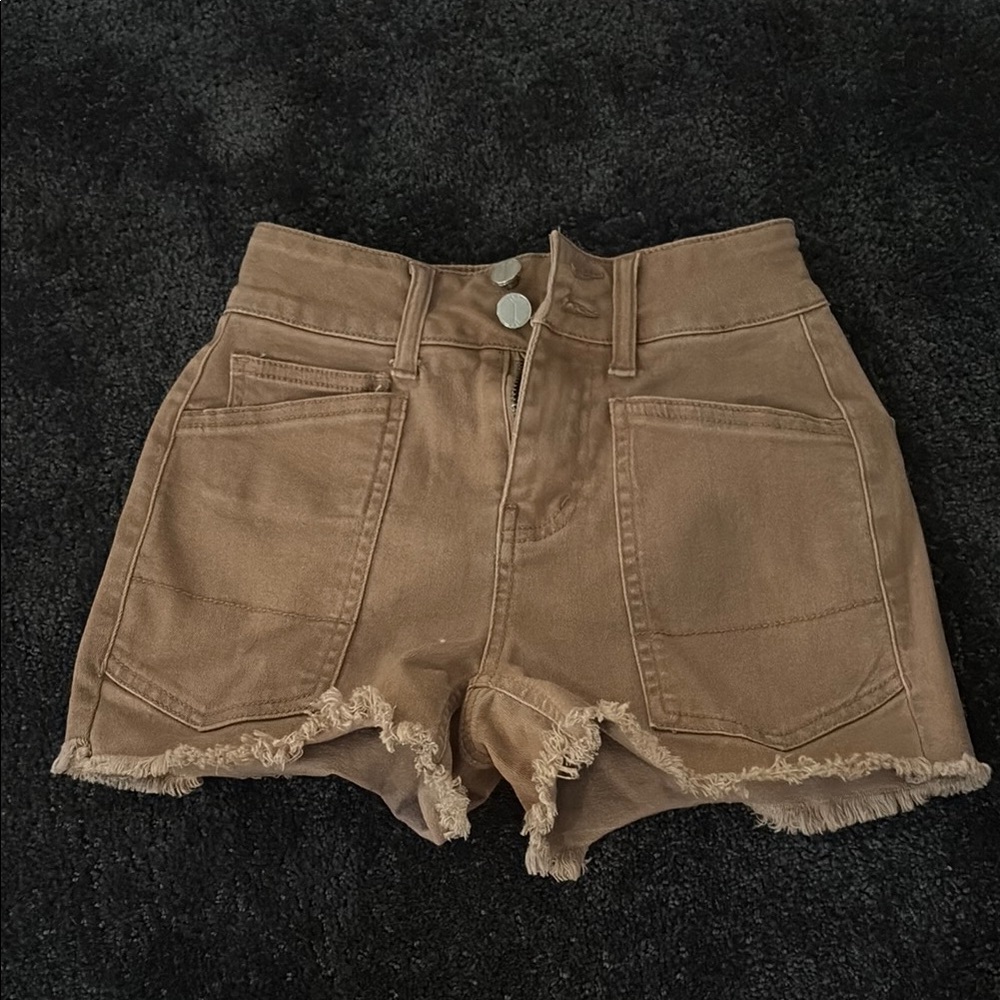 Stylish High Waist Brown Frayed Shorts